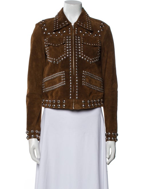 A.L.C. Leather Tweed Pattern Biker Jacket