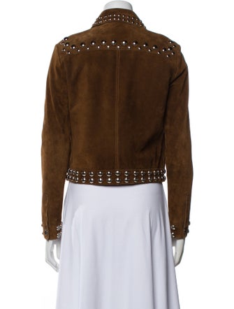 A.L.C. Leather Tweed Pattern Biker Jacket