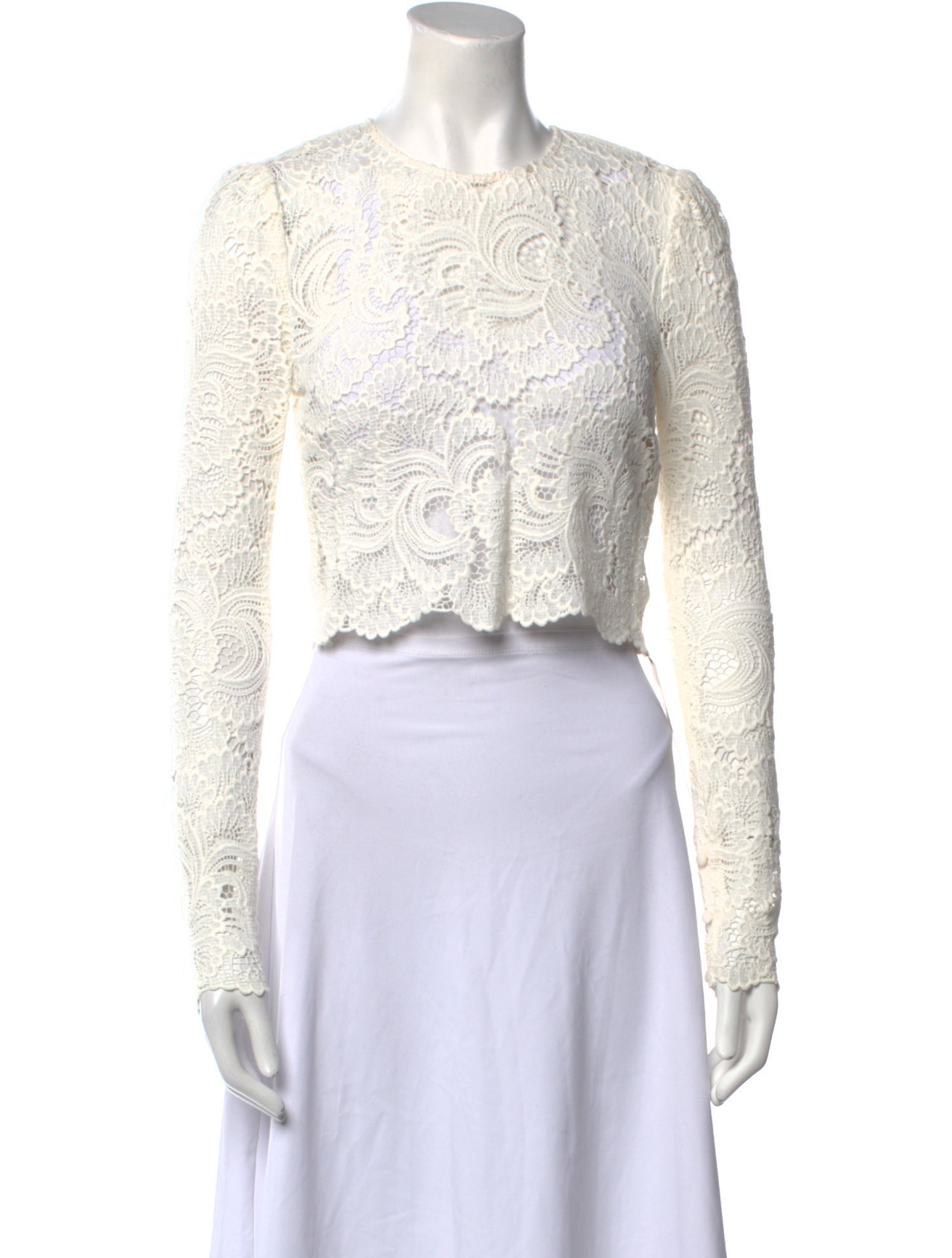 A.L.C. Lace Pattern Crew Neck Crop Top