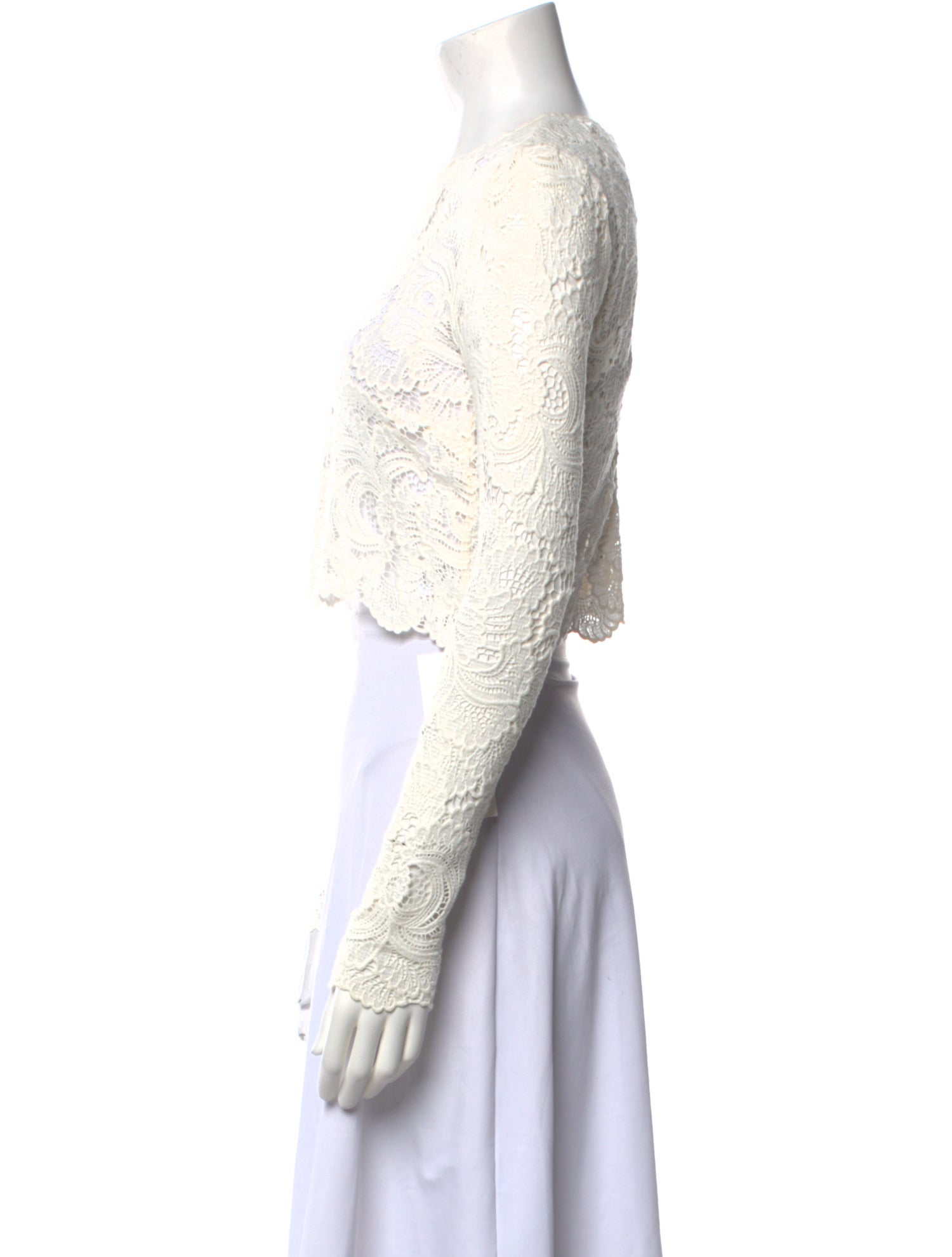 A.L.C. Lace Pattern Crew Neck Crop Top