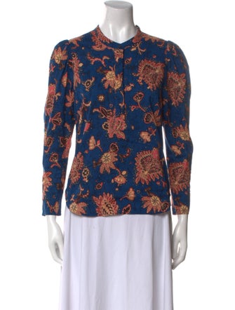 A.L.C. Floral Print Mock Neck Polo