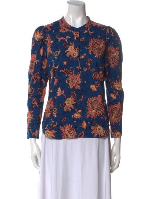 A.L.C. Floral Print Mock Neck Polo
