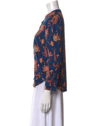 A.L.C. Floral Print Mock Neck Polo