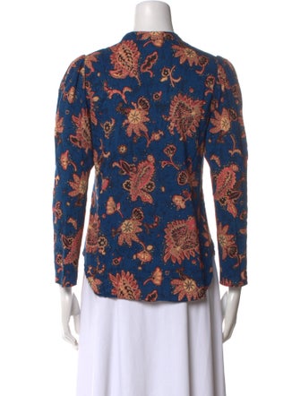 A.L.C. Floral Print Mock Neck Polo