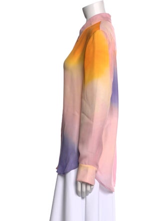 A.L.C. Silk Tie-Dye Print Button-Up Top