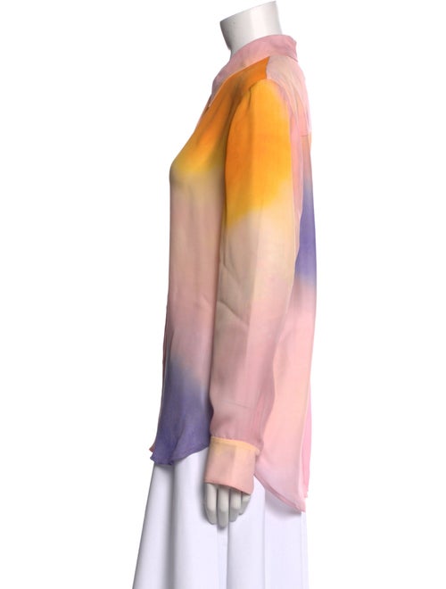 A.L.C. Silk Tie-Dye Print Button-Up Top