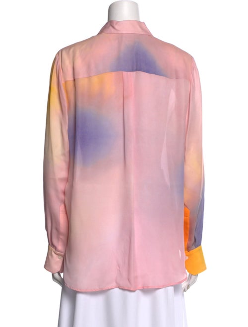 A.L.C. Silk Tie-Dye Print Button-Up Top