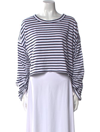 A.L.C. Striped Scoop Neck Crop Top