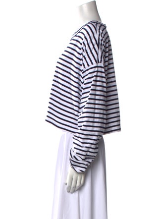 A.L.C. Striped Scoop Neck Crop Top