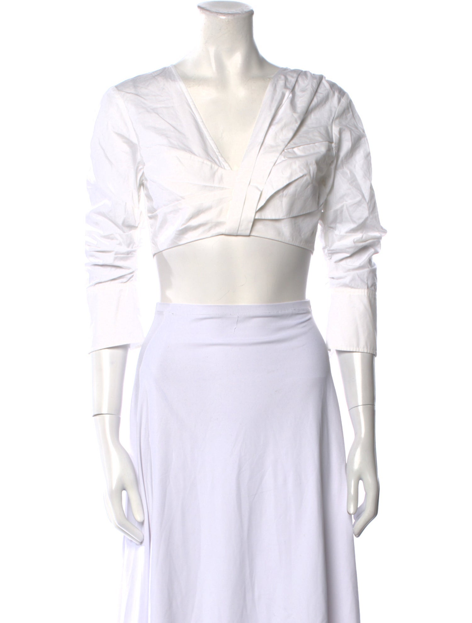 A.L.C. V-Neck Three-Quarter Sleeve Crop Top