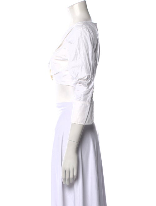 A.L.C. V-Neck Three-Quarter Sleeve Crop Top