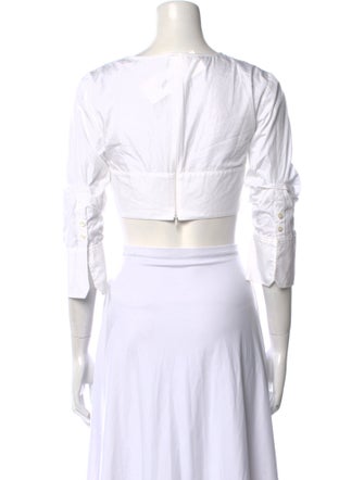 A.L.C. V-Neck Three-Quarter Sleeve Crop Top