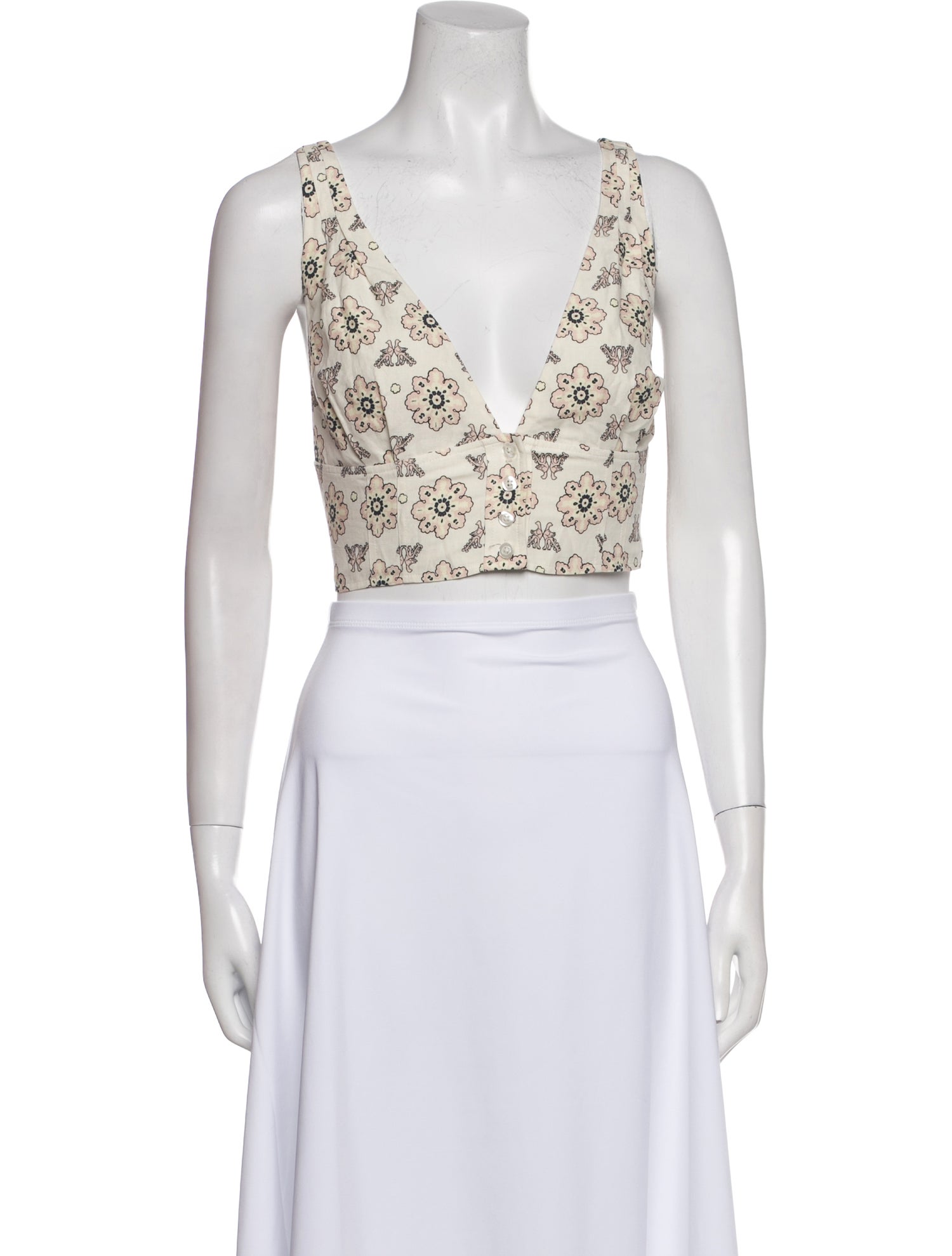 A.L.C. Silk Floral Print Crop Top