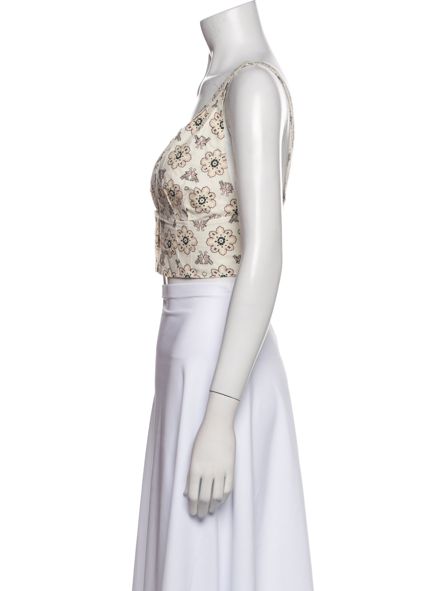 A.L.C. Silk Floral Print Crop Top