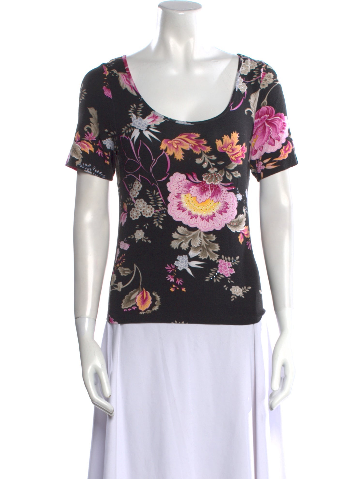 A.L.C. Floral Print Scoop Neck T-Shirt