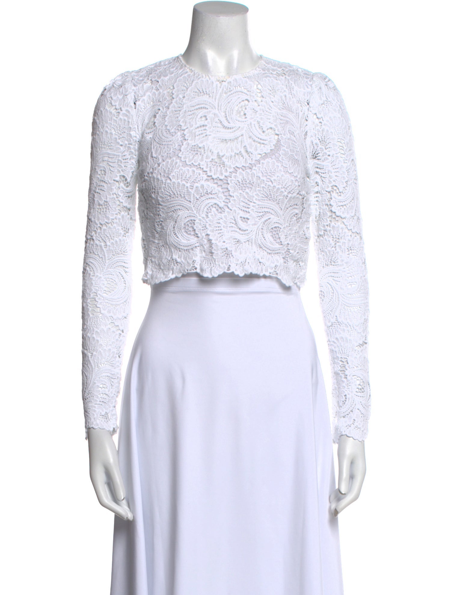 A.L.C. Lace Pattern Crew Neck Crop Top