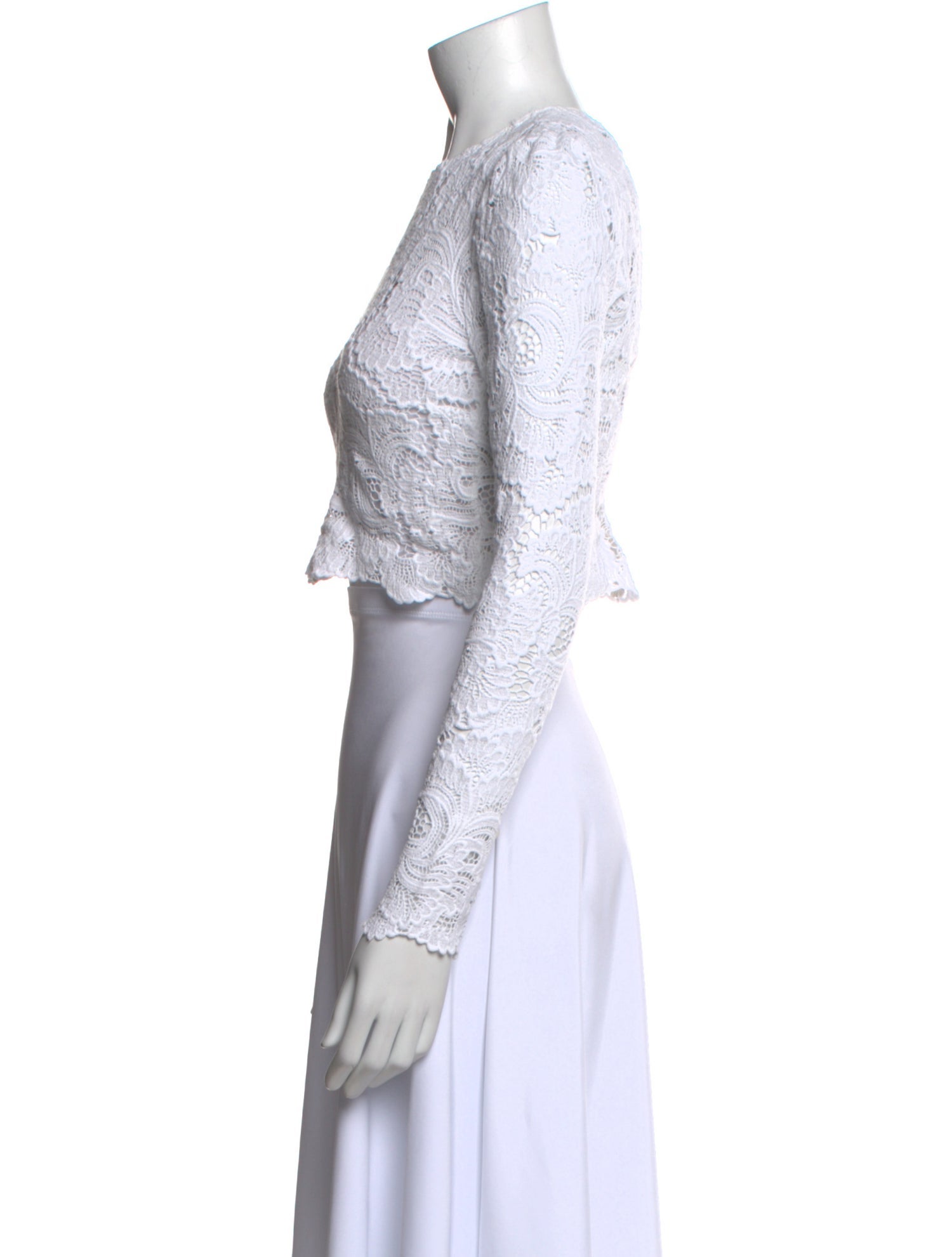 A.L.C. Lace Pattern Crew Neck Crop Top