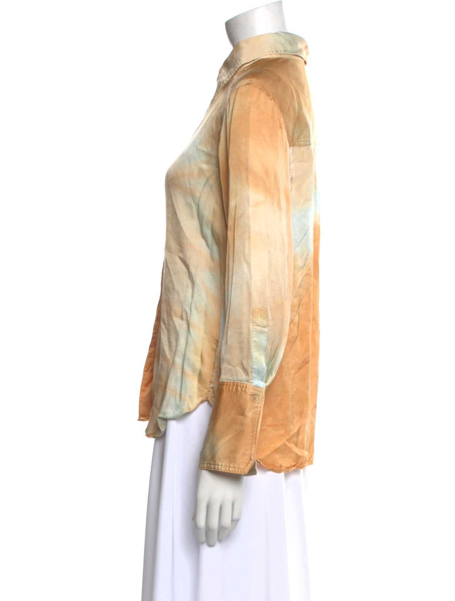 A.L.C. Silk Tie-Dye Print Button-Up Top