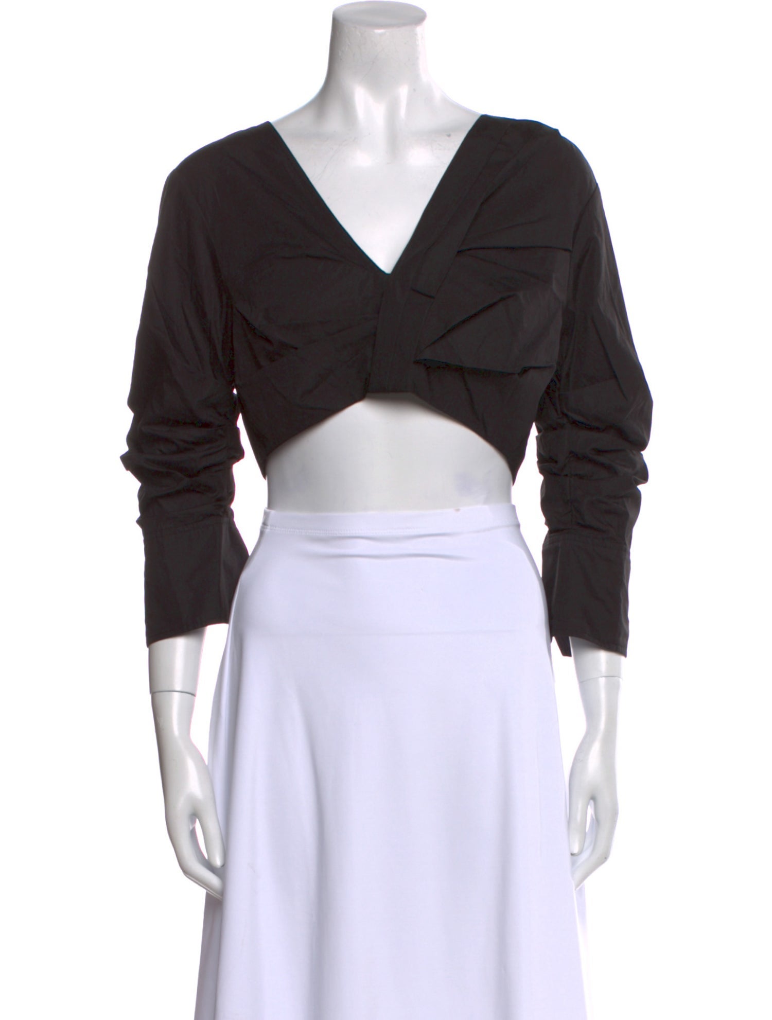 A.L.C. V-Neck Three-Quarter Sleeve Crop Top