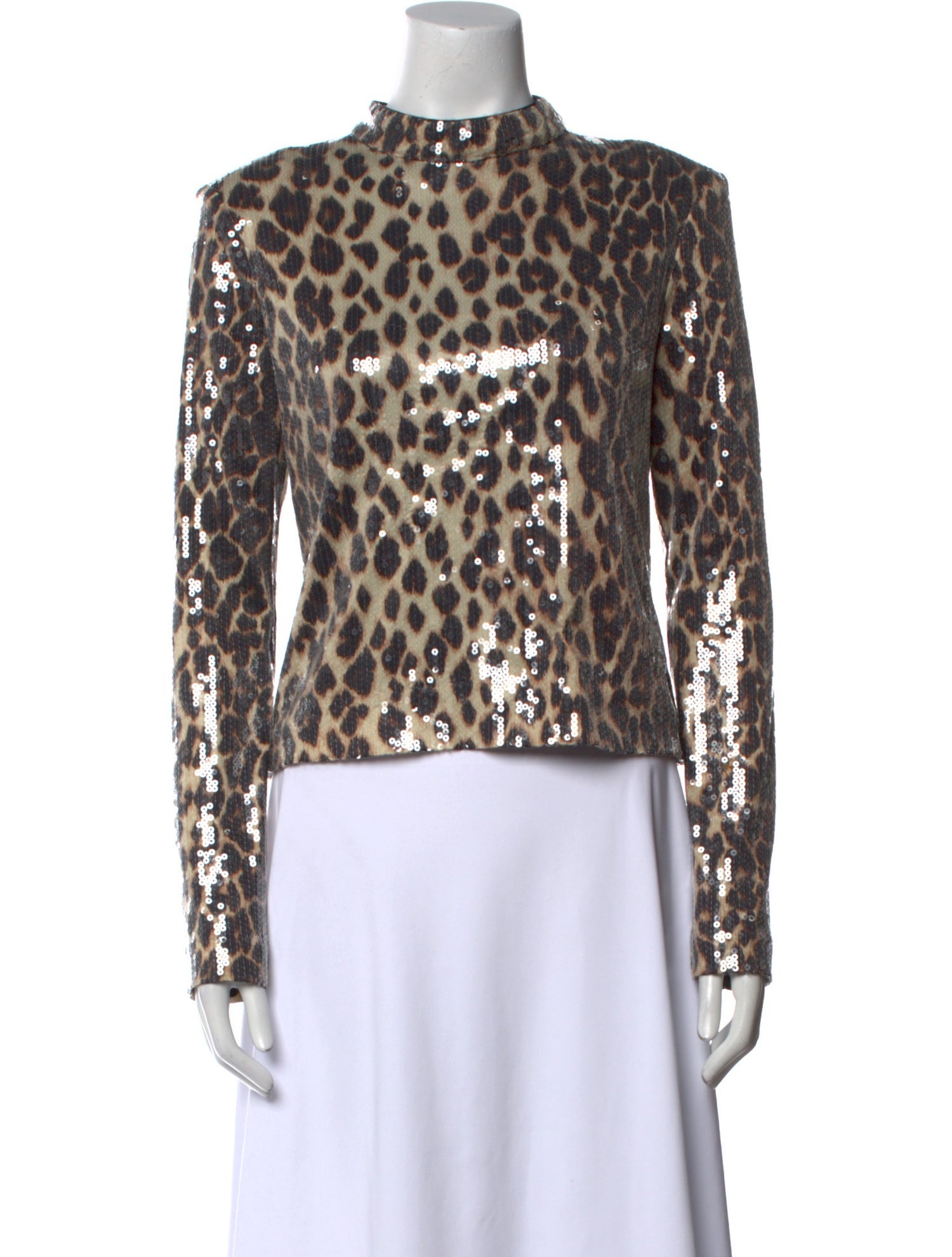 A.L.C. Animal Print Mock Neck Blouse