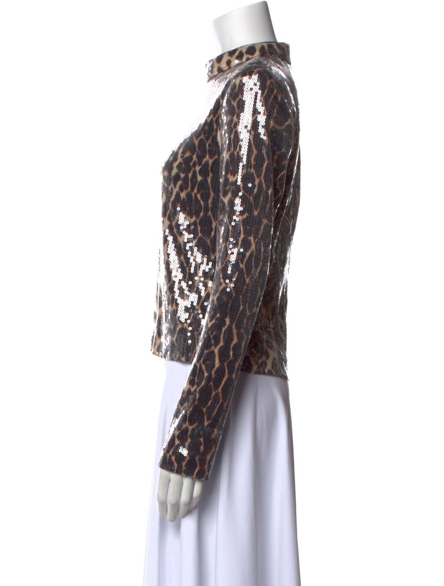 A.L.C. Animal Print Mock Neck Blouse