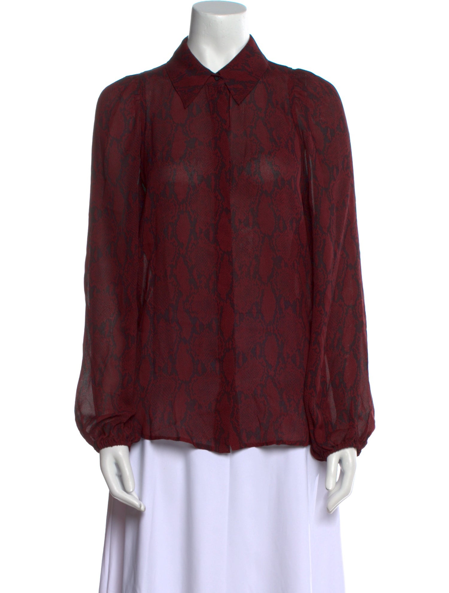 A.L.C. Silk Animal Print Button-Up Top