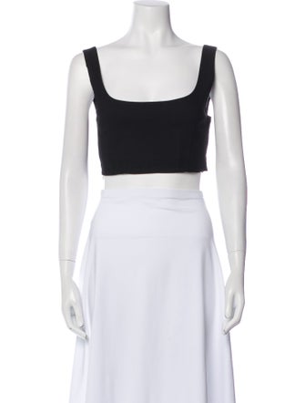 A.L.C. Linen Square Neckline Crop Top