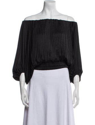 A.L.C. Off-The-Shoulder Three-Quarter Sleeve Crop Top