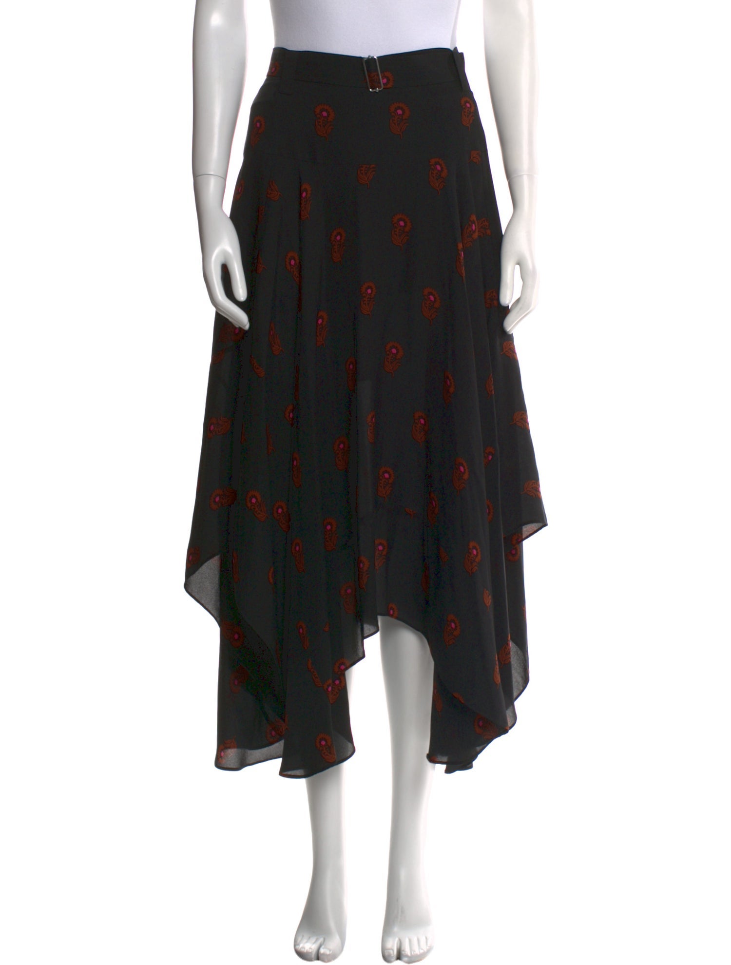 A.L.C. Silk Midi Length Skirt