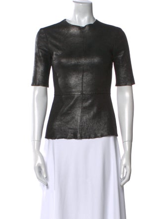 A.L.C. Leather Crew Neck Top