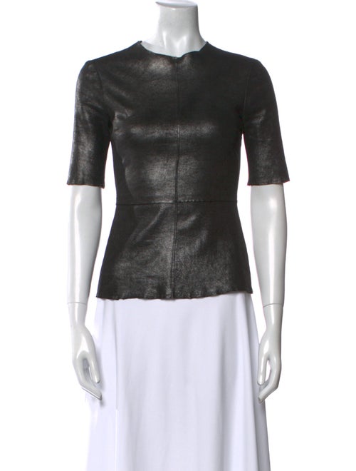 A.L.C. Leather Crew Neck Top