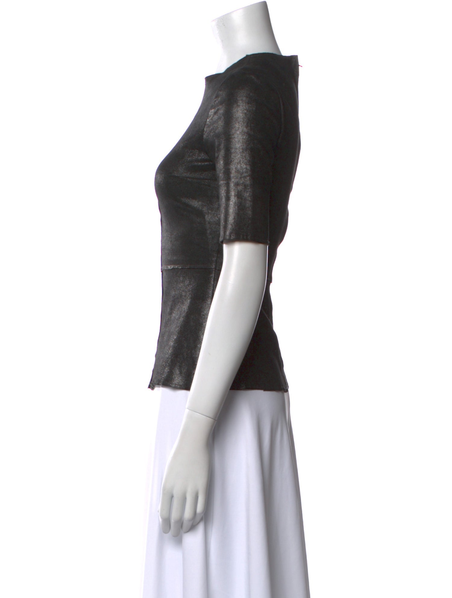 A.L.C. Leather Crew Neck Top