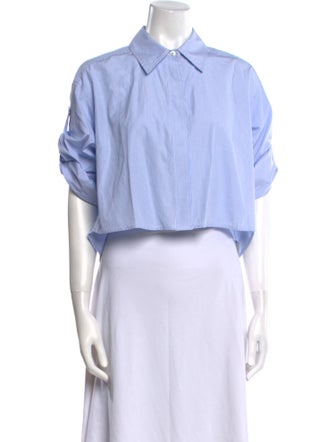 A.L.C. Striped Short Sleeve Crop Top