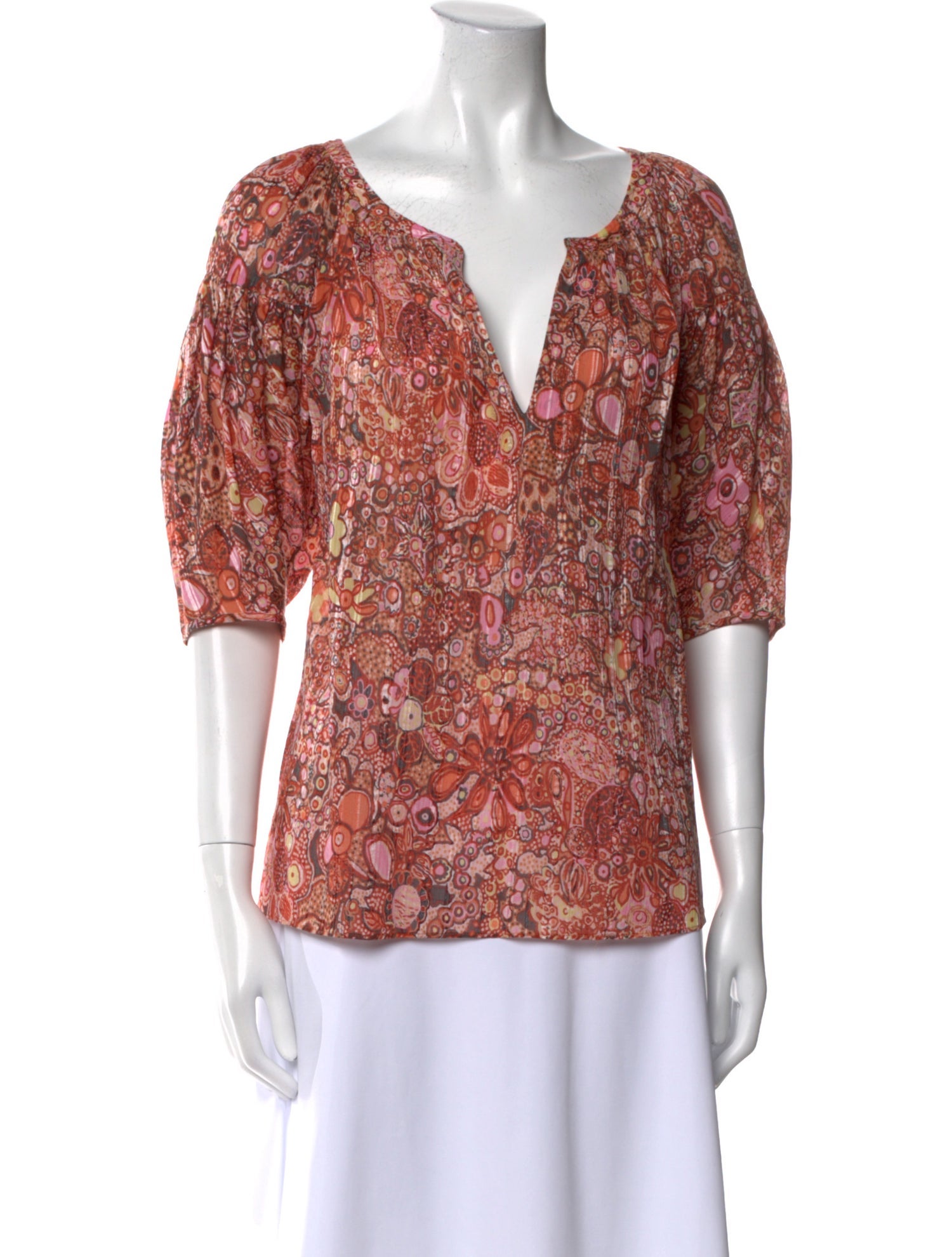 A.L.C. Printed V-Neck Blouse