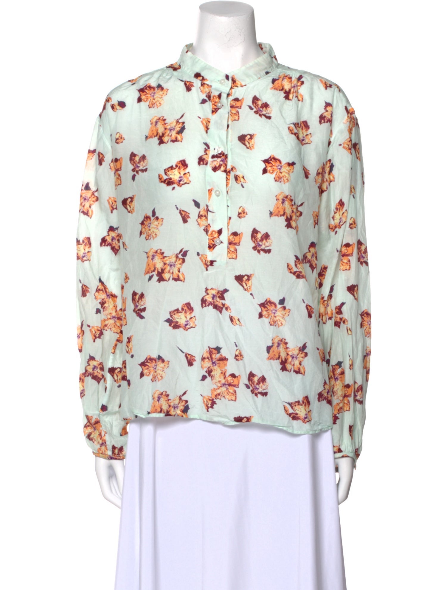 A.L.C. Floral Print Mock Neck Blouse