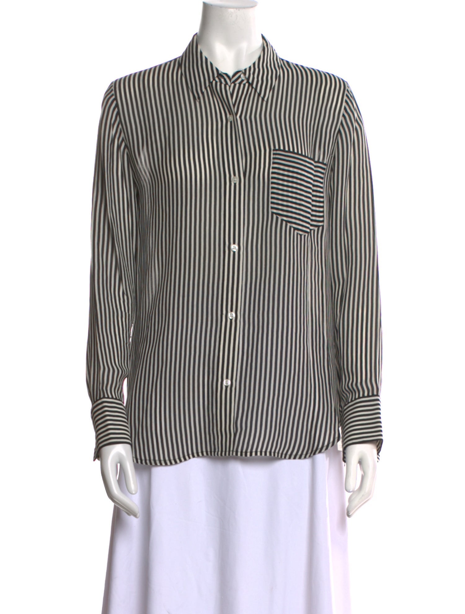 A.L.C. Silk Striped Button-Up Top