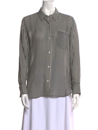 A.L.C. Silk Striped Button-Up Top
