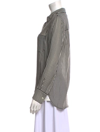 A.L.C. Silk Striped Button-Up Top