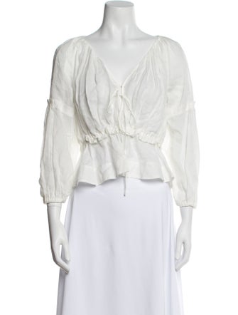 A.L.C. V-Neck Three-Quarter Sleeve Crop Top