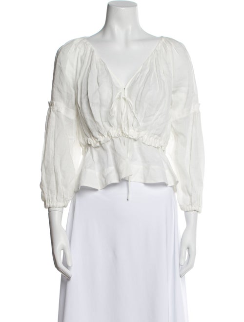 A.L.C. V-Neck Three-Quarter Sleeve Crop Top