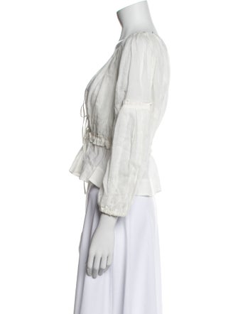 A.L.C. V-Neck Three-Quarter Sleeve Crop Top