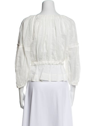 A.L.C. V-Neck Three-Quarter Sleeve Crop Top