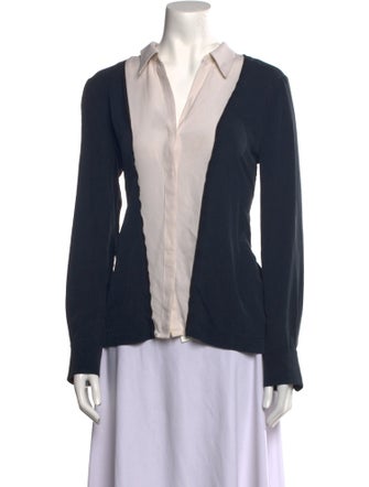 A.L.C. Silk Long Sleeve Button-Up Top