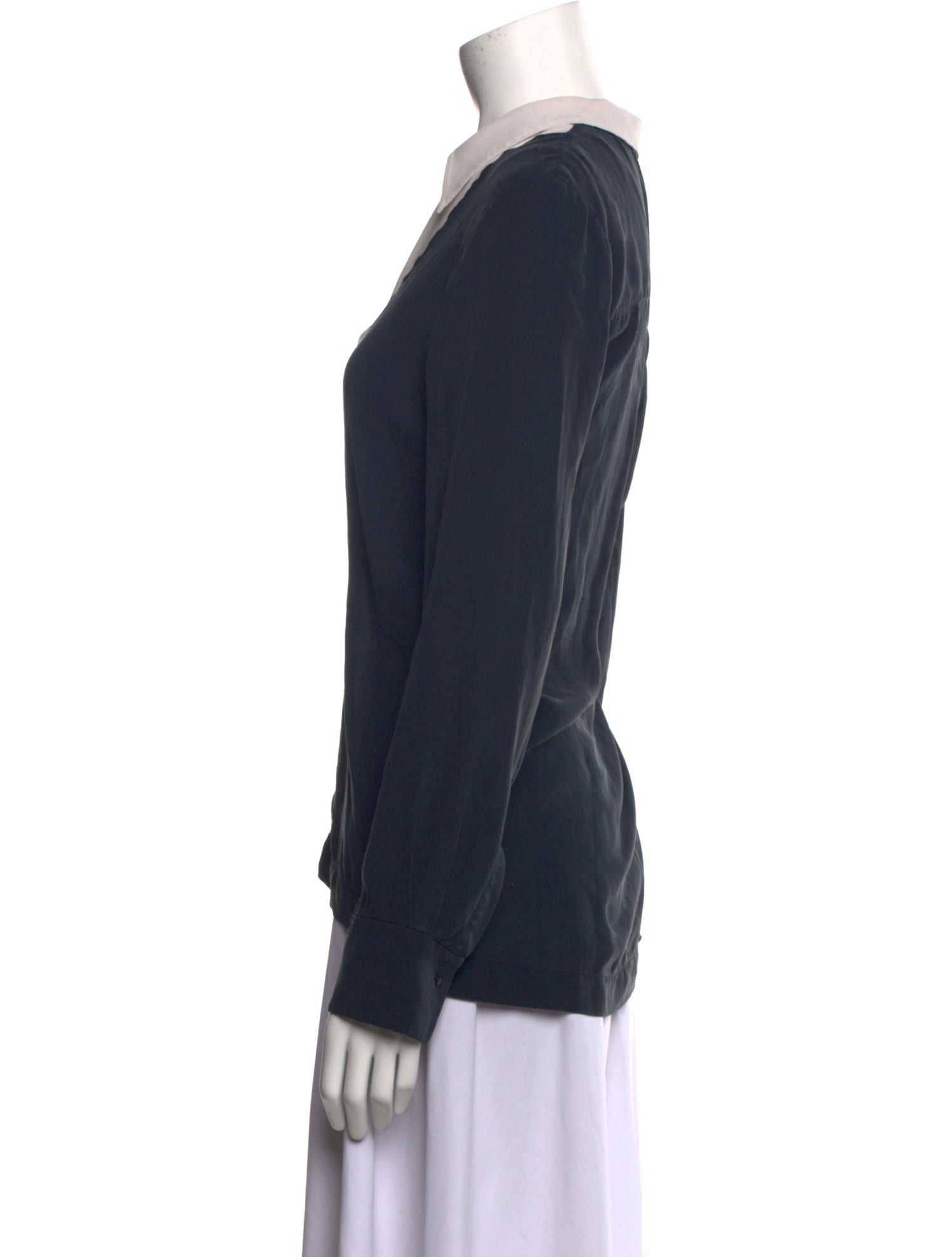 A.L.C. Silk Long Sleeve Button-Up Top