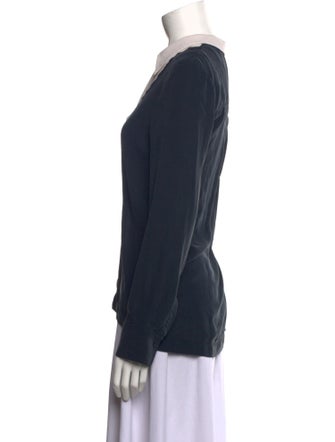 A.L.C. Silk Long Sleeve Button-Up Top