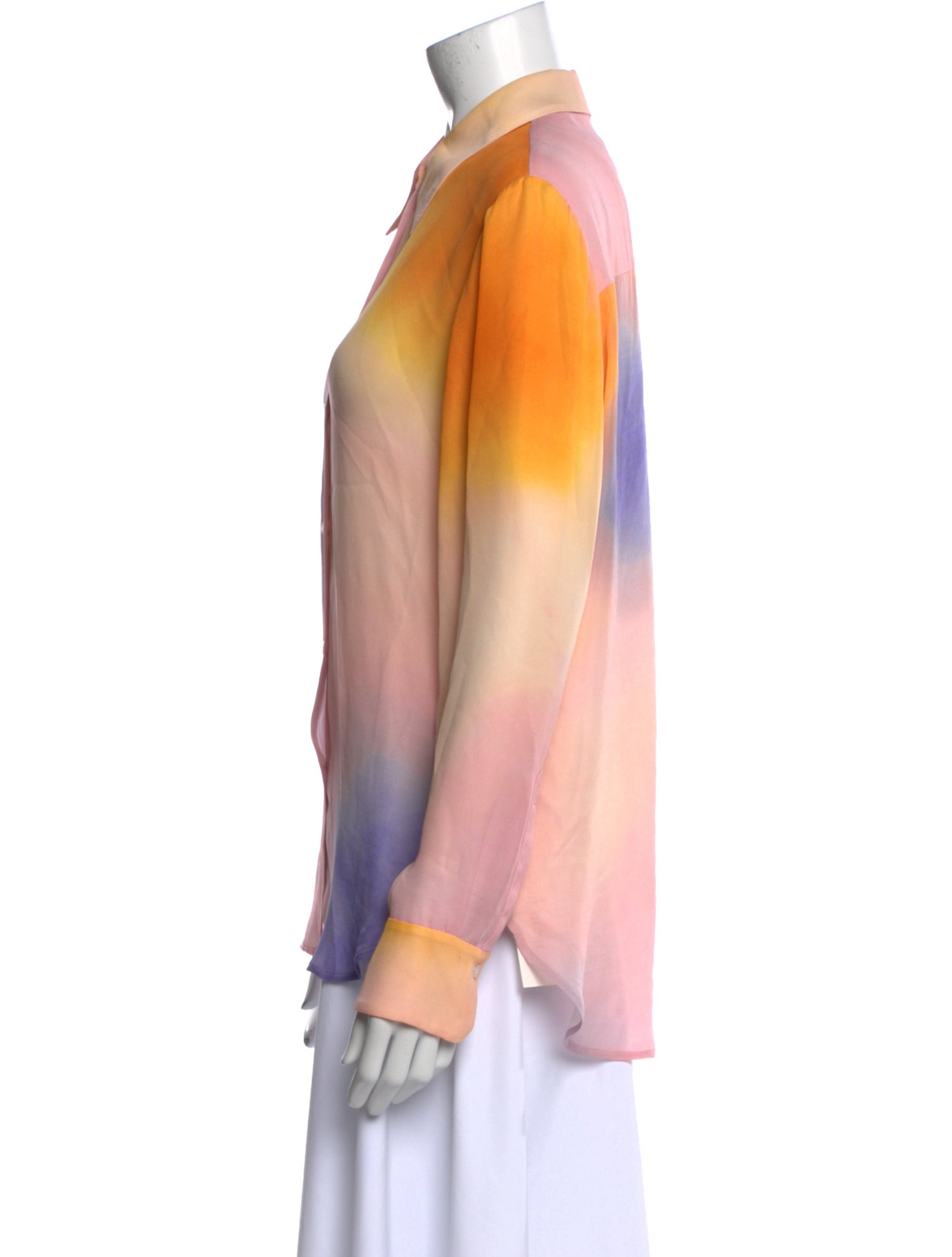 A.L.C. Silk Tie-Dye Print Button-Up Top