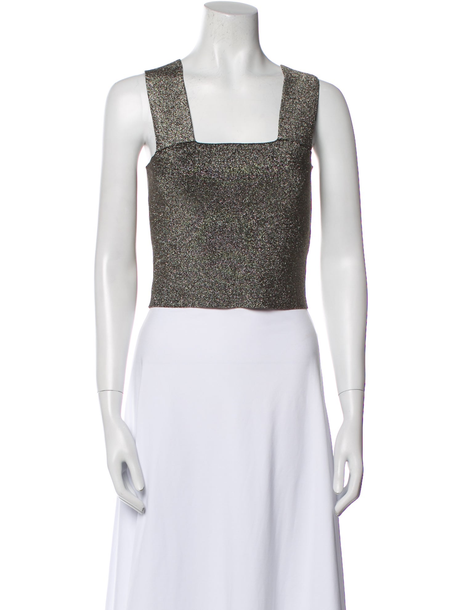 A.L.C. Printed Square Neckline Crop Top