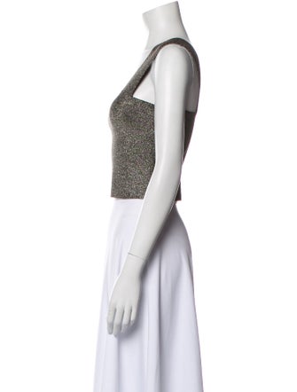 A.L.C. Printed Square Neckline Crop Top