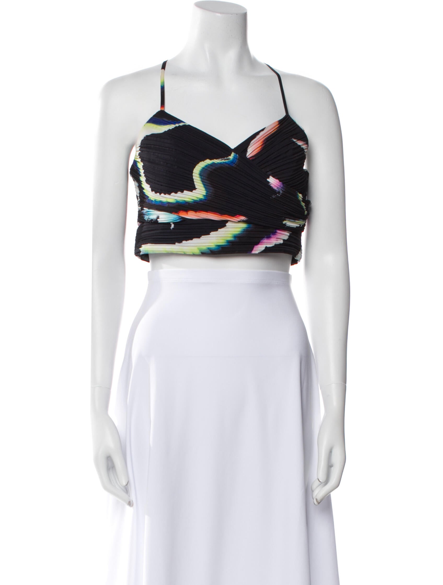 A.L.C. Printed Square Neckline Crop Top