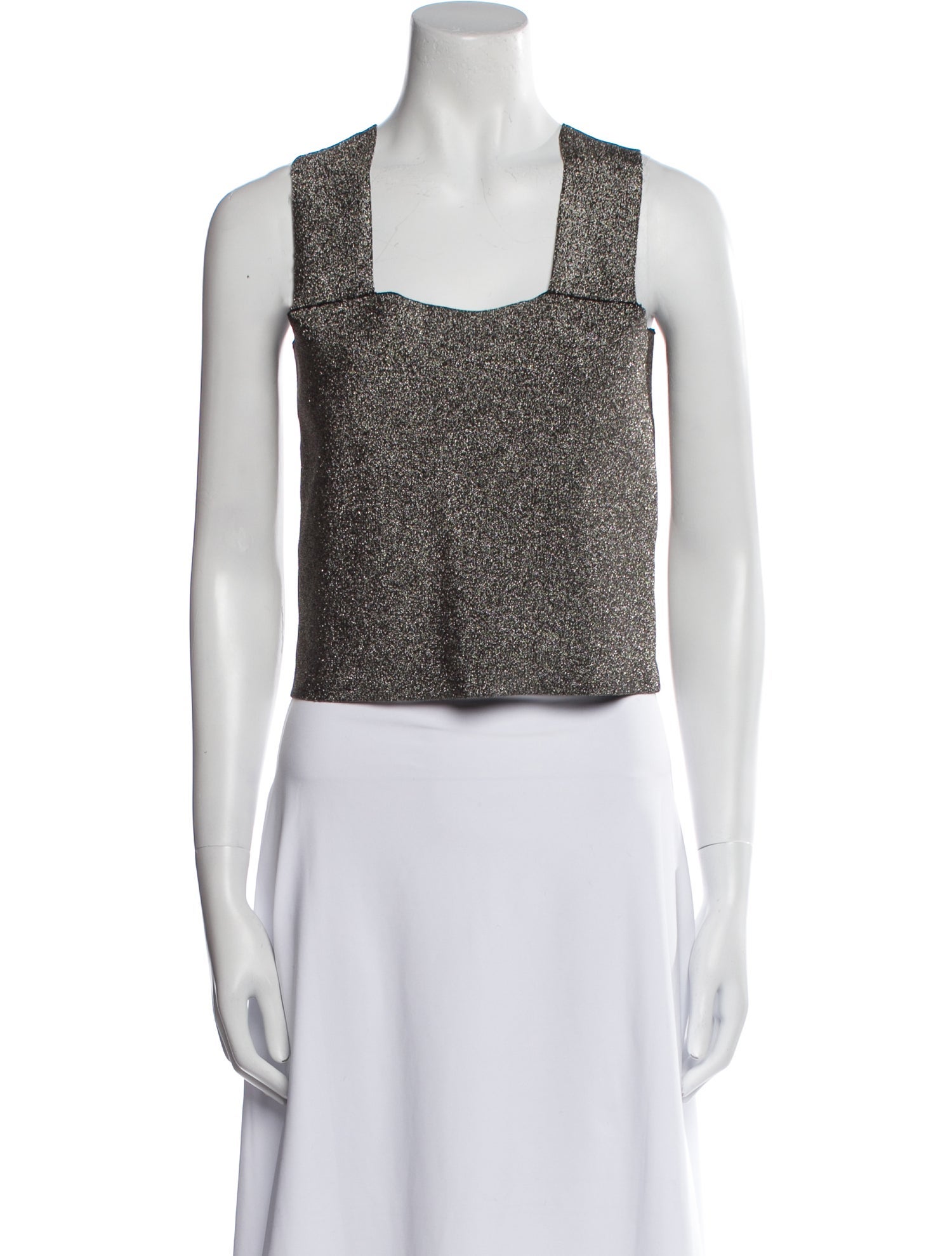 A.L.C. Printed Square Neckline Crop Top